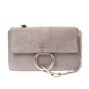 Chloe Faye Gray Leather Suede Shoulder Bag